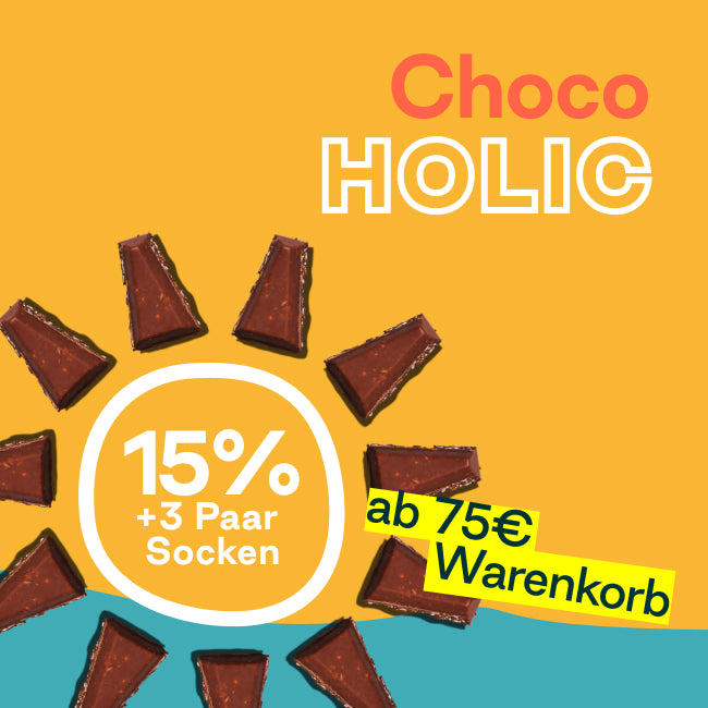 Summer full of chocolate Staffelrabatt - Choco Holic: Erhalte 15% und 3 Paar Socken ab einem Bestellwert von 75€.